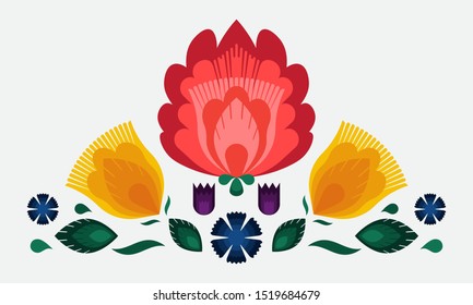 Folk floral design element. Polish decoration ornament. Vector illustration, EPS 10
