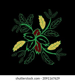 Folk floral flowers print Floral bouquet of fantasy folk flowers  Botanical illustration in flat cartoon style