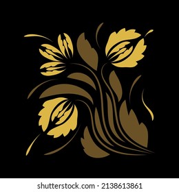 Folk floral flowers print Floral bouquet of fantasy folk flowers  Botanical illustration in flat cartoon style