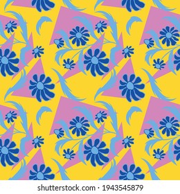 Folk floral pattern. Abstract flowers print. seamless pattern