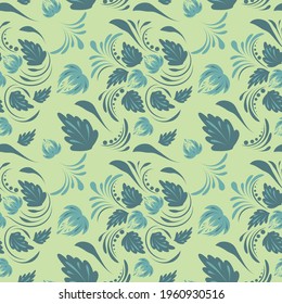 Folk floral pattern. Abstract flowers surface design. Seamless pattern