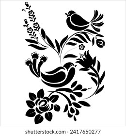 folk floral png print stencil folk print