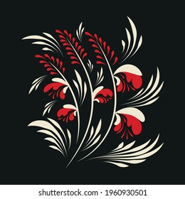 Folk floral print . Abstract flowers art , poster.