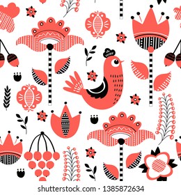 Folk floral seamless pattern in Ukrainian style. Great for textiles, fabrics, wallpaper, tiles, wrapping paper, wallpaper, interior design in folk and ethnic style.1