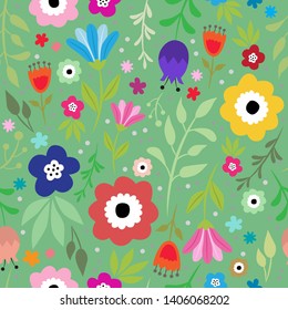 Folk, floral, slavic, traditional pattern design. Vector art. 
