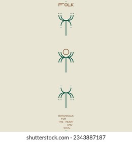 Folk floral symbols for your design. Palm trees. Plants vector illustration. Icon sign.