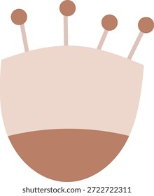 Folk Blume Knospe mit abgerundeten Tasse Form und vier Staubgefäße in einer sauberen geometrischen Form. Symbol des Wachstums, der Natur, der Harmonie und der Erneuerung für die Markenbildung oder Dekoration. Cartoon, Vektorgrafik.