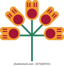 Folk Flower Bud Vector Illustration