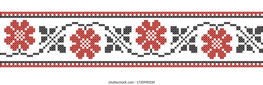 Folk flower seamless decorative ornament
