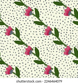 Flor folclórica sin fisuras en estilo de arte ingenuo. Papel de pared de flores decorativo. Plantas sin fin. Diseño para tela, impresión textil, papel de envoltura, cubierta. Ilustración del vector