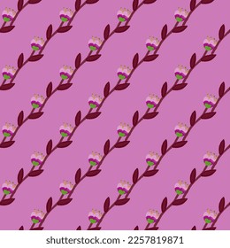 Folk flower seamless pattern in naive art style. Decorative floral wallpaper. Cute plants endless backdrop. Design for fabric, textile print, wrapping paper, cover. Vector illustration