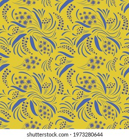 Folk flowers art pattern Floral abstract surface design Seamless pattern
