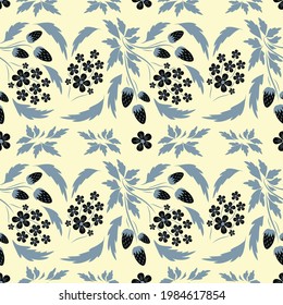 Folk flowers art pattern Floral abstract surface design Seamless pattern