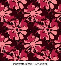 Folk flowers art pattern Floral abstract surface design