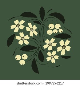 Folk flowers floral art print Flowers abstract art