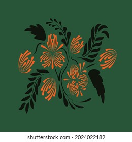 Folk flowers floral art print Flowers abstract art
