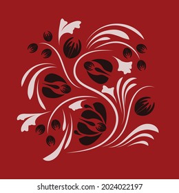Folk flowers floral art print Flowers abstract art