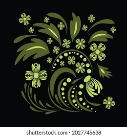 Folk flowers floral art print Flowers abstract art