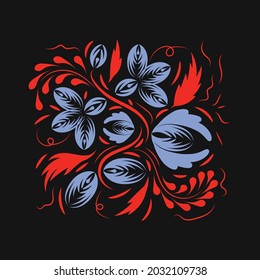 Folk flowers floral art print Flowers abstract art