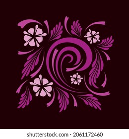 Folk flowers floral art print Flowers abstract art
