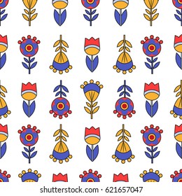 Folk flowers on a white background