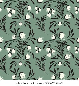 Folk flowers pattern Floral surface design Seamless pattern