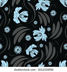 Folk flowers pattern Floral surface design Seamless pattern