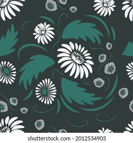 Folk flowers pattern Floral surface design Seamless pattern