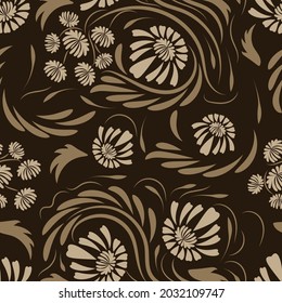 Folk flowers pattern Floral surface design Seamless pattern