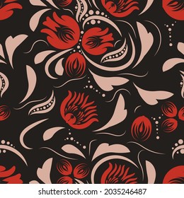 Folk flowers pattern Floral surface design Seamless pattern