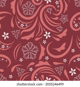 Folk flowers pattern Floral surface design Seamless pattern