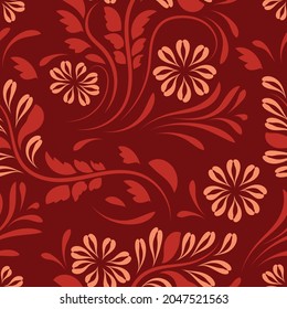 Folk flowers pattern Floral surface design Seamless pattern