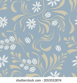 Folk flowers pattern Floral surface design Seamless pattern