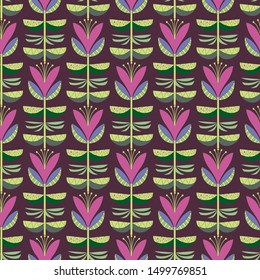 Folk Flowers repeat pattern background 