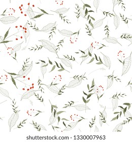Folk flowers. Seamless floral pattern. Modern botanical background. Hand drawn vector illustration
