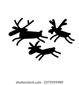 folk forest animals dynamic silhouette vector isolated
