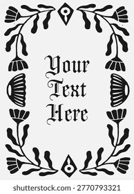 folk illustration ornate artwork insect flower leaves leaf border poster print	