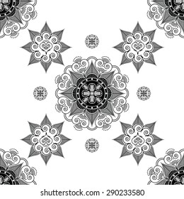 Folk inspired wallpaper in black and white