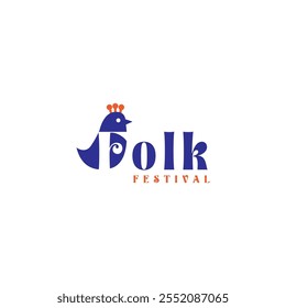 folk logo design, folk birds, folk festival logo and template.