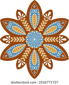 Folk mandala with floral ornament