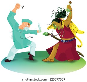 Folk medicine vs the modern medicine. Detailed illustration. Humor included. EPS10, transparency. - Powered by Shutterstock - Get 15% off with code: PIKWIZARD15