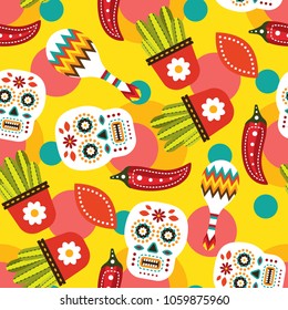 Folk Mexican seamless pattern