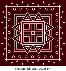 Folk Motif Design wall painting