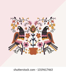 folk motif greeting card. ornamental decorative motif. folklore vector illustration. folk greeting card. 