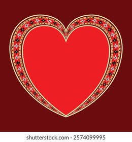 Folk motif pattern frame heart shape