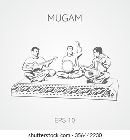 Folk musical compositions from Azerbaijan. Mugam. Mugham. Trio.