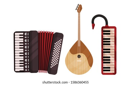 Folk Musical Instruments Vector Set. Classical Slavic Collection