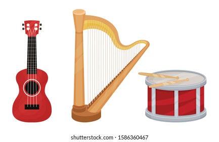 Folk Musical Instruments Vector Set. Classical Slavic Collection
