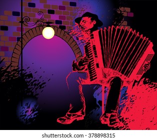folk musician.  vector illustration, everything in separate layers