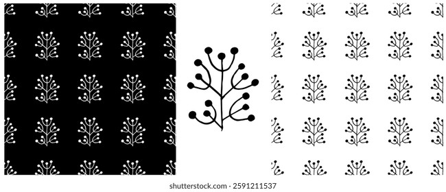 Folk ornament. Monochrome Seamless Patterns 